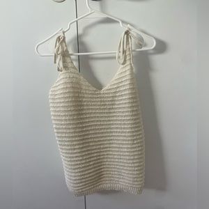 WISHLIST - WHITE/CREAM CROCHET TANK WITH TIES. SIZE M. PERFECT CONDITION.